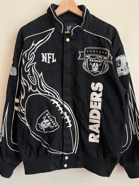 00s Oakland Raiders NFL Flame Racing Jacket (M)