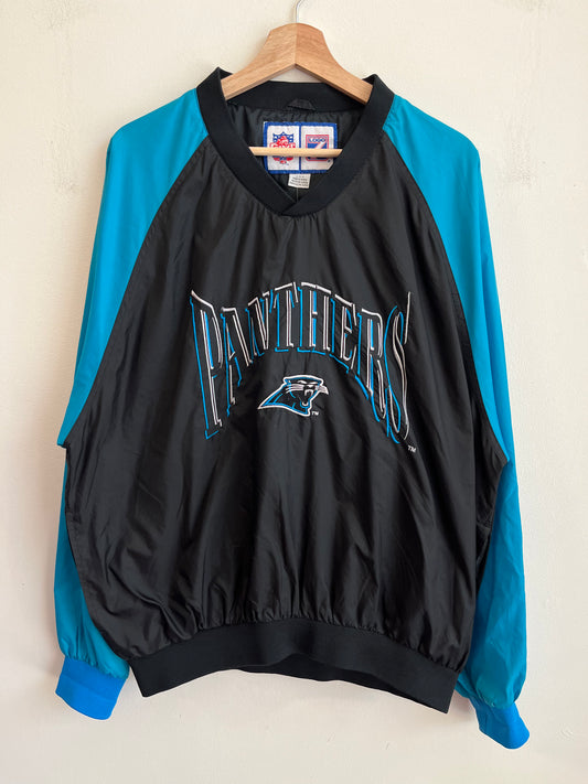90s Carolina Panthers Embroidered Spell Out Logo 7 Two Toned Windbreaker (L)