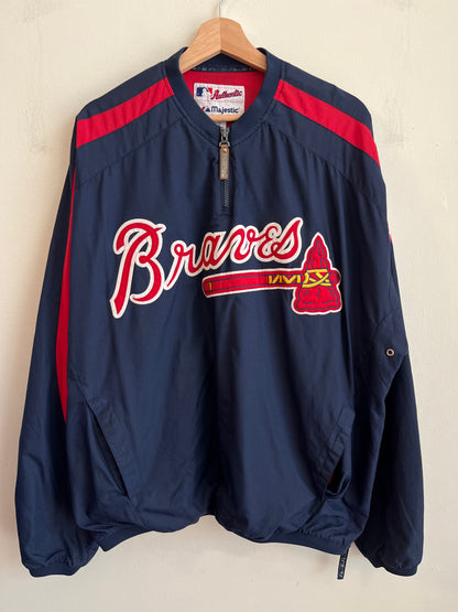 90s Atlanta Braves Majestic Spell Out 1/4 Zip Jacket (L)