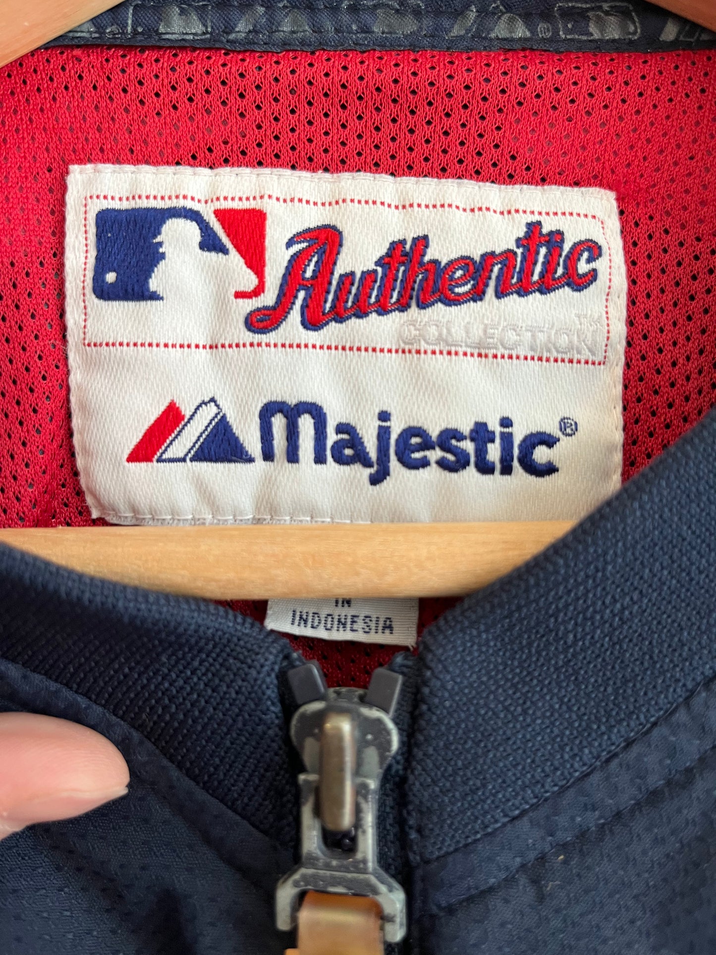 90s Atlanta Braves Majestic Spell Out 1/4 Zip Jacket (L)