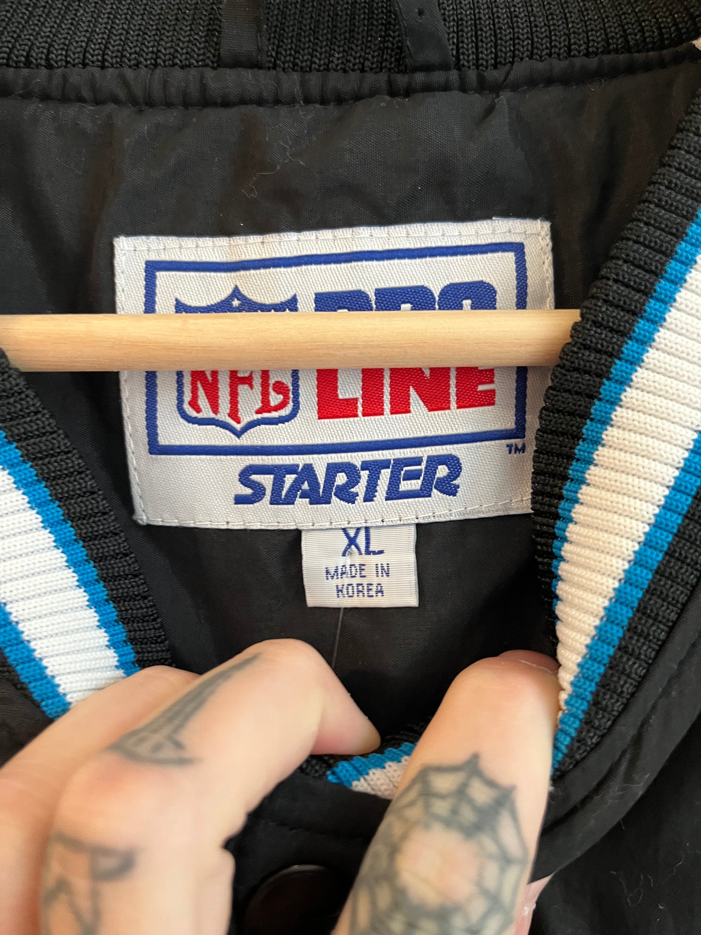 90s Carolina Panthers 1/4 Button Starter Spell Out Pro Line Windbreaker (XL)