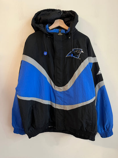 90s Carolina Panthers Apex One Dark Blue Wave Puffer Jacket (L)