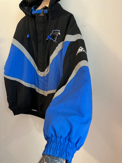 90s Carolina Panthers Apex One Dark Blue Wave Puffer Jacket (L)