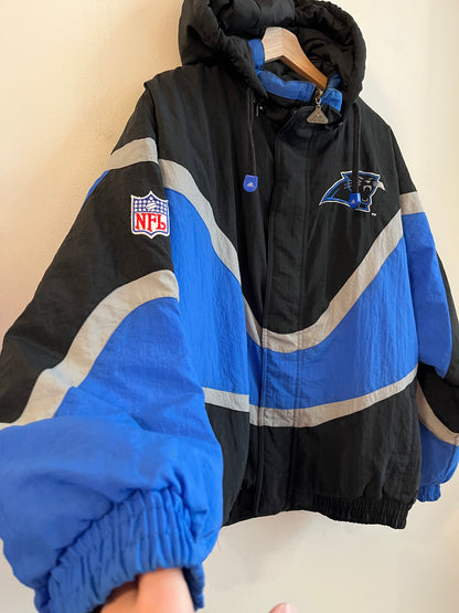 90s Carolina Panthers Apex One Dark Blue Wave Puffer Jacket (L)