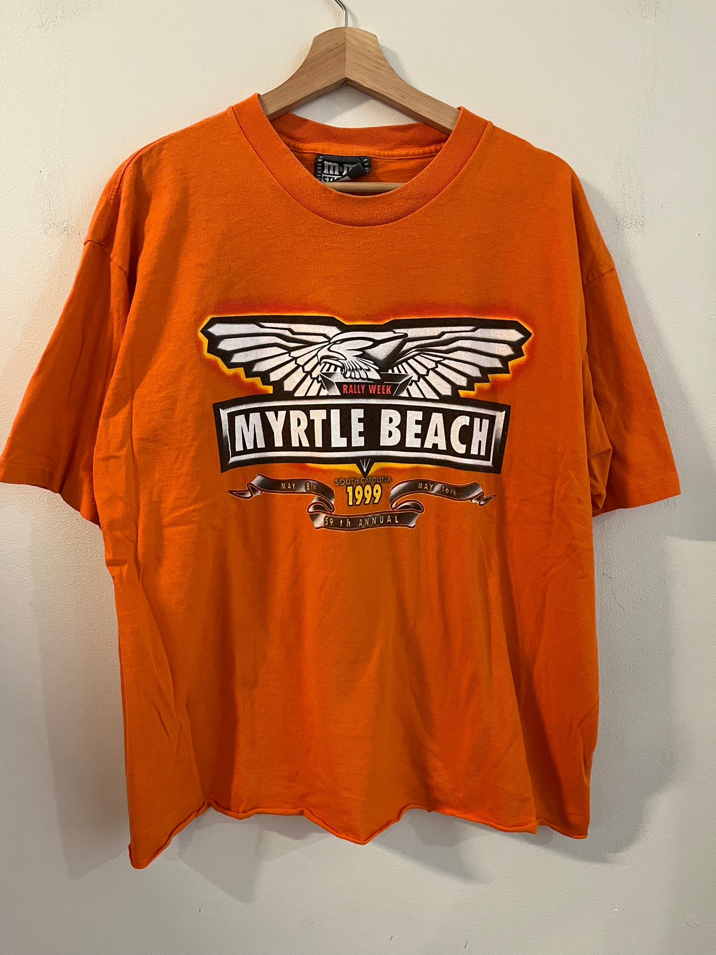 1999 Bike Week Myrtle Beach Orange Cropped Tee (XL)