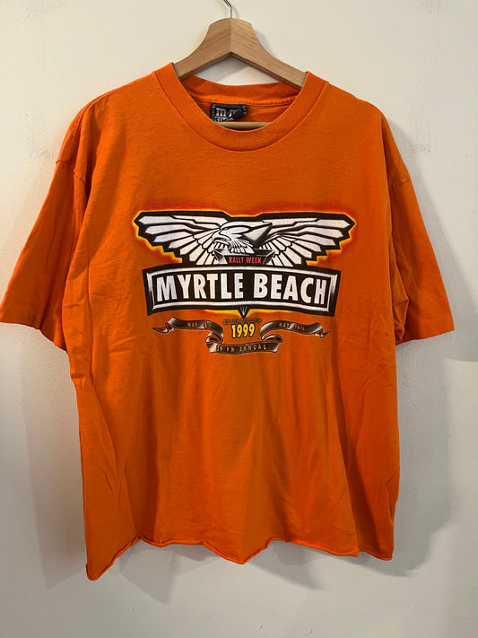 1999 Bike Week Myrtle Beach Orange Cropped Tee (XL)