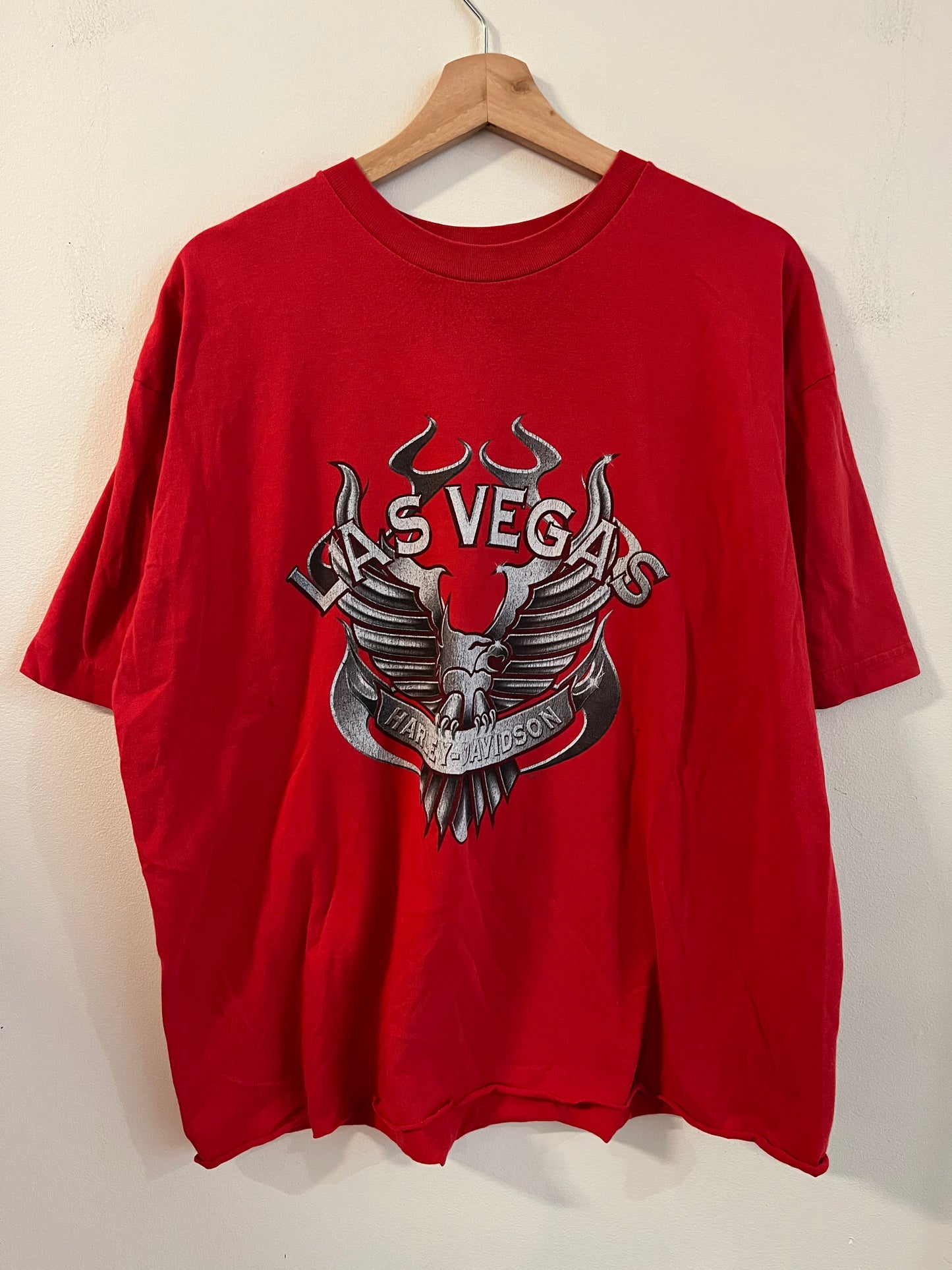 2001 Harley Davidson Flaming Eagle Las Vegas Cropped Tee (XL)