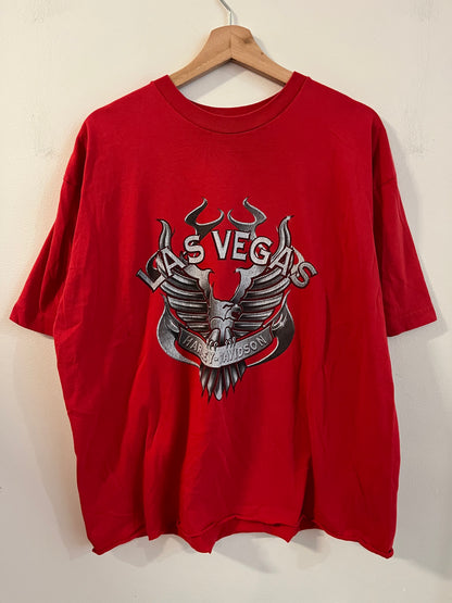 2001 Harley Davidson Flaming Eagle Las Vegas Cropped Tee (XL)
