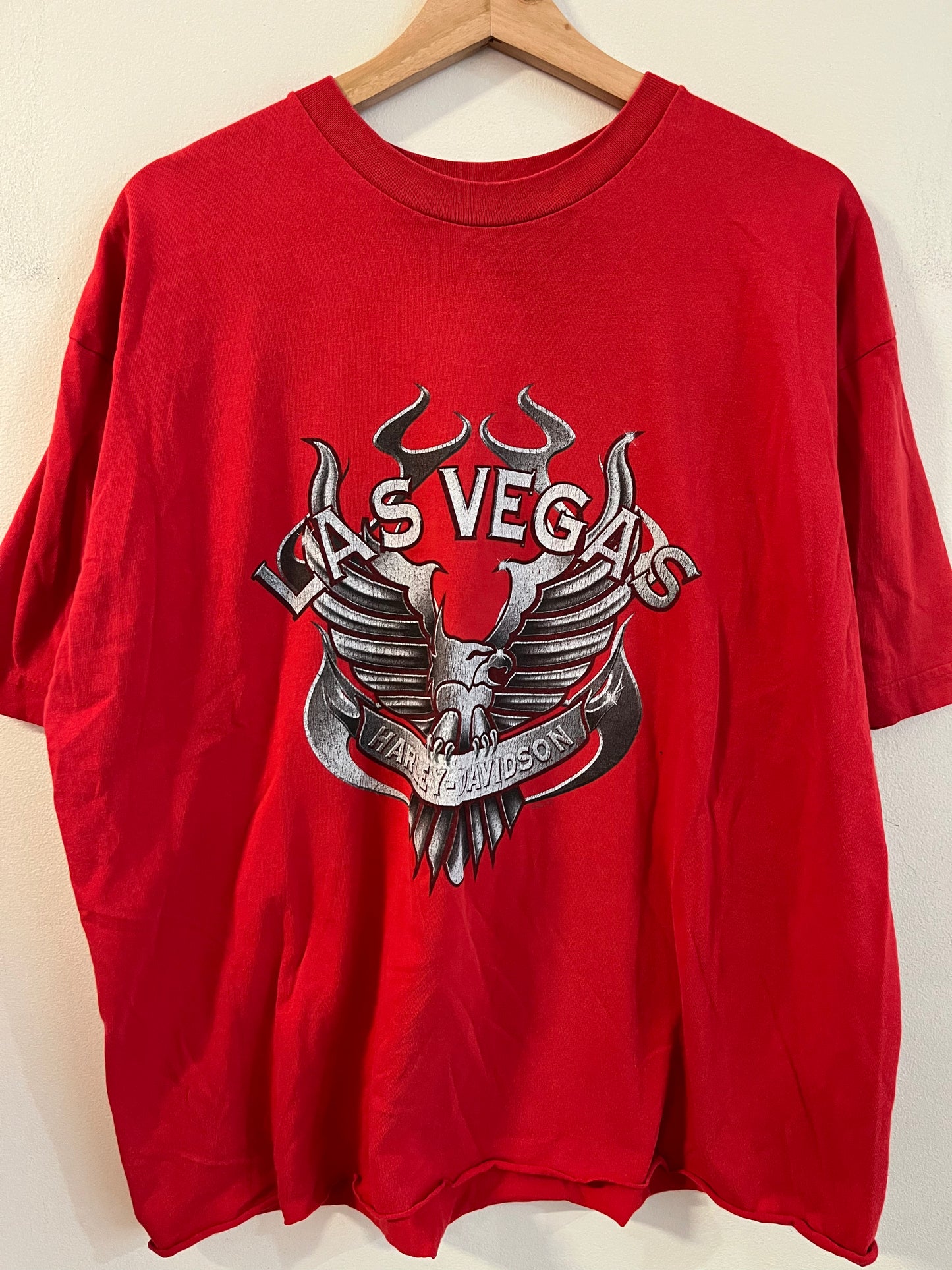 2001 Harley Davidson Flaming Eagle Las Vegas Cropped Tee (XL)