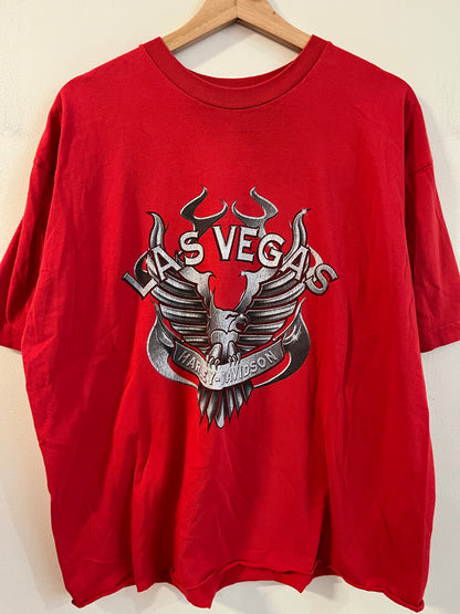2001 Harley Davidson Flaming Eagle Las Vegas Cropped Tee (XL)