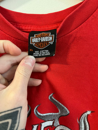 2001 Harley Davidson Flaming Eagle Las Vegas Cropped Tee (XL)