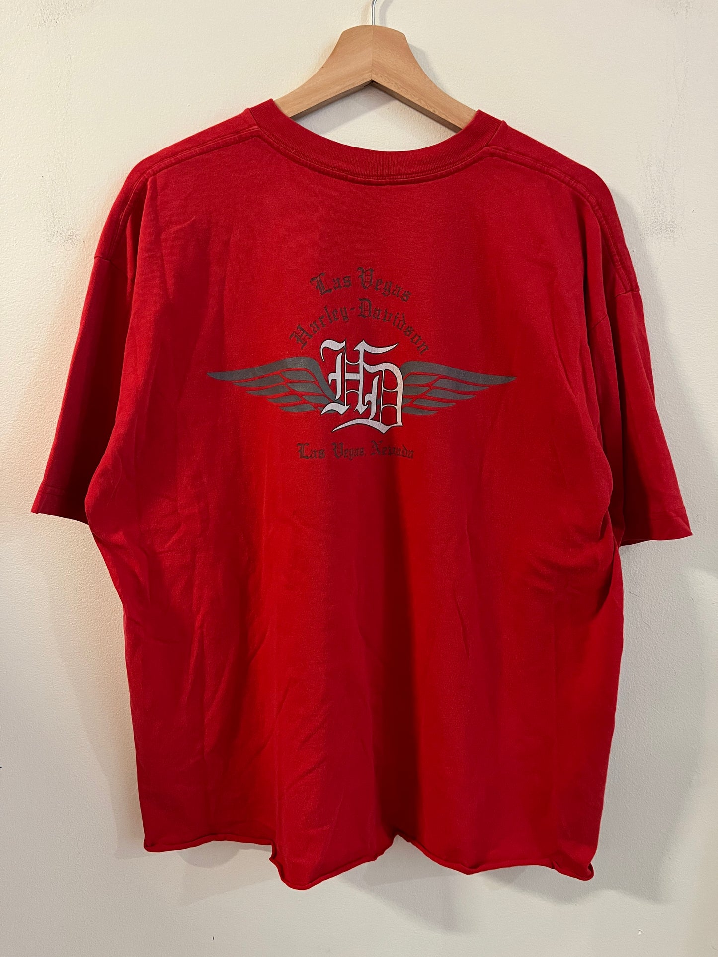 2001 Harley Davidson Flaming Eagle Las Vegas Cropped Tee (XL)