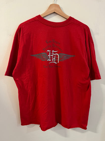 2001 Harley Davidson Flaming Eagle Las Vegas Cropped Tee (XL)