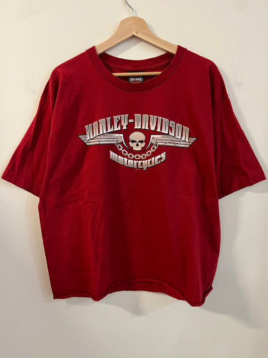 2007 Harley Davidson Skull Green Mountain Cropped Tee (XL)