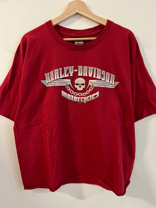 2007 Harley Davidson Skull Green Mountain Cropped Tee (XL)