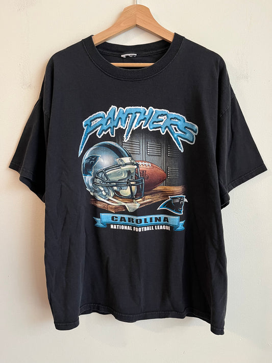 2000s Carolina Panthers Cat Scratch Helmet Locker Tee (XL)