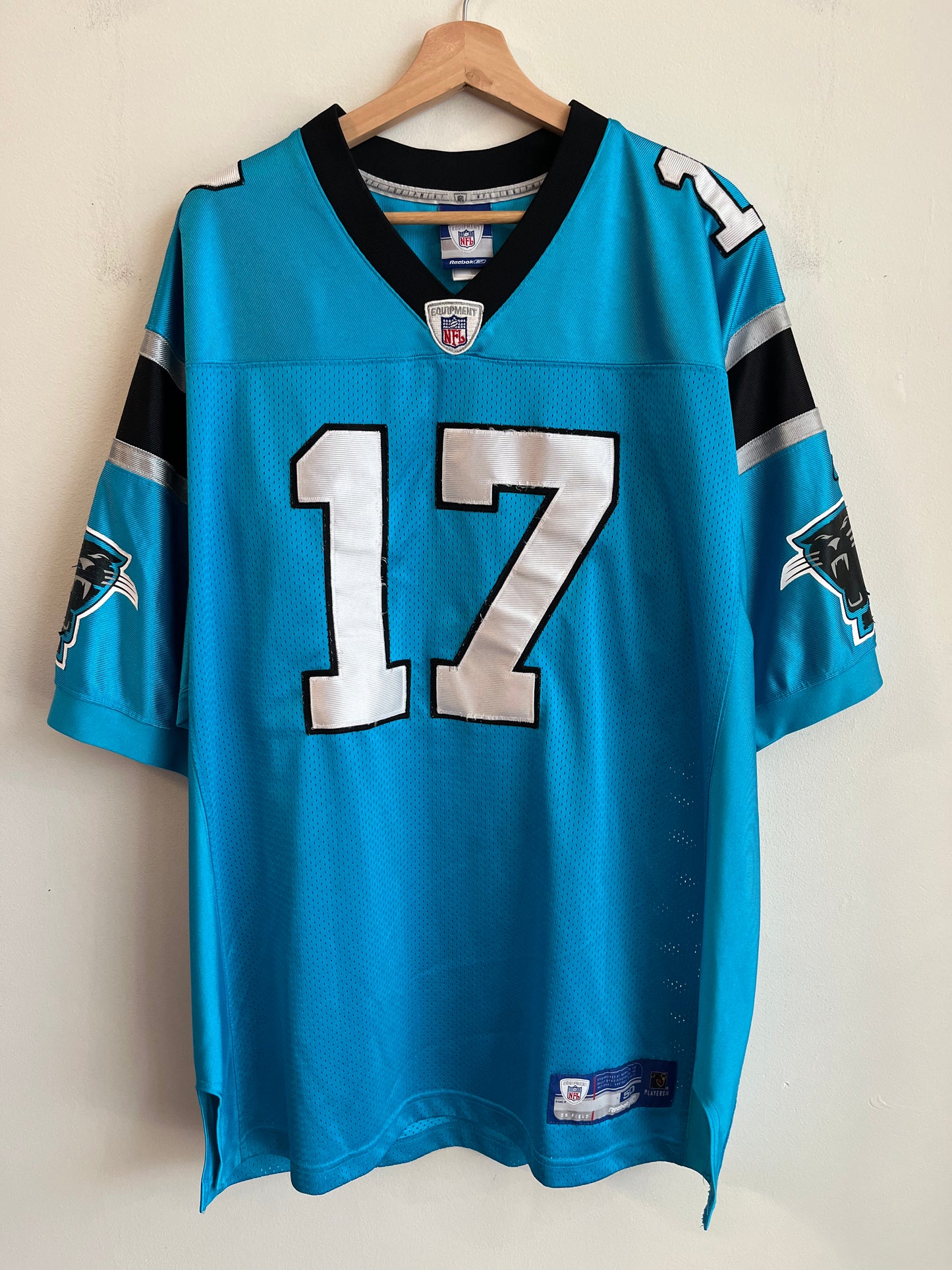 00s Carolina Panthers Jake Delhomme Stitched Electric Blue Jersey (L)
