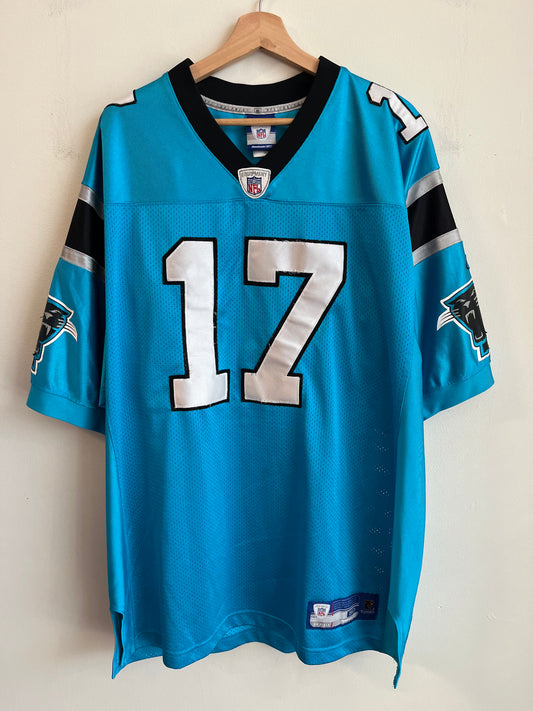 00s Carolina Panthers Jake Delhomme Stitched Electric Blue Jersey (L)