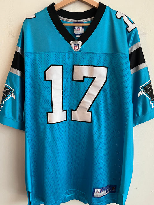 00s Carolina Panthers Jake Delhomme Stitched Electric Blue Jersey (L)