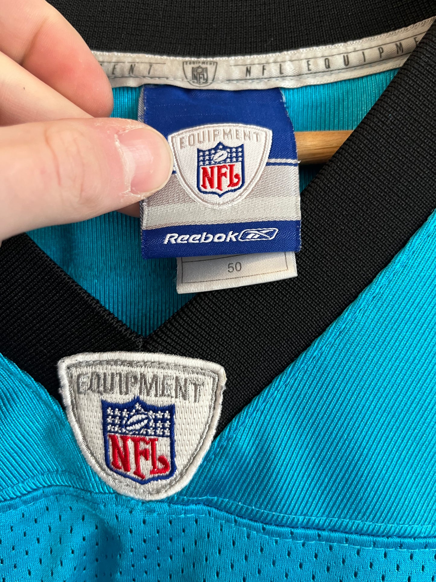 00s Carolina Panthers Jake Delhomme Stitched Electric Blue Jersey (L)