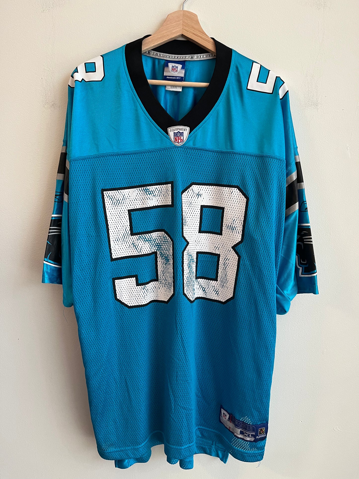 2000s Carolina Panthers Thomas Davis Electric Blue Jersey (XL)