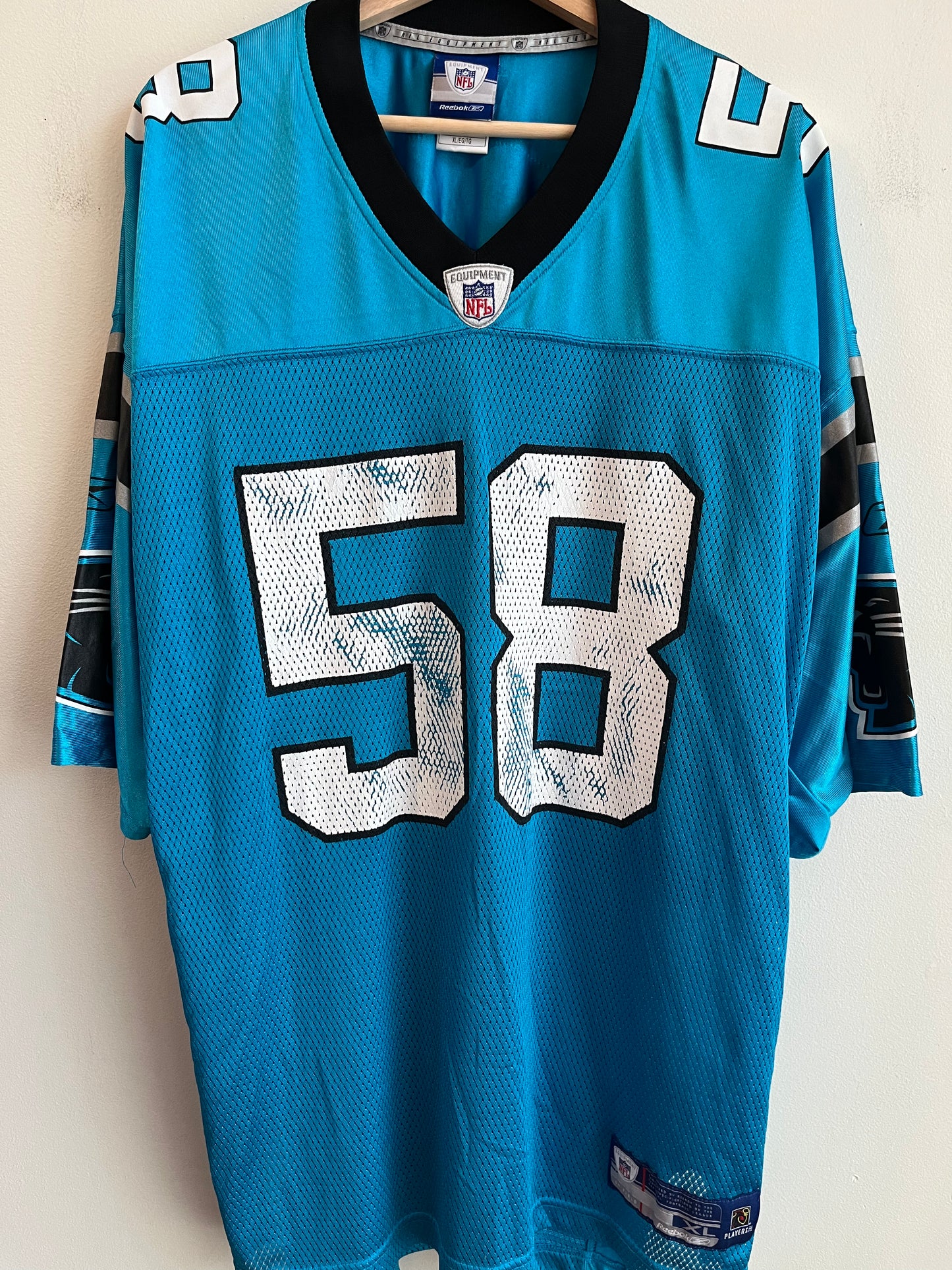 2000s Carolina Panthers Thomas Davis Electric Blue Jersey (XL)