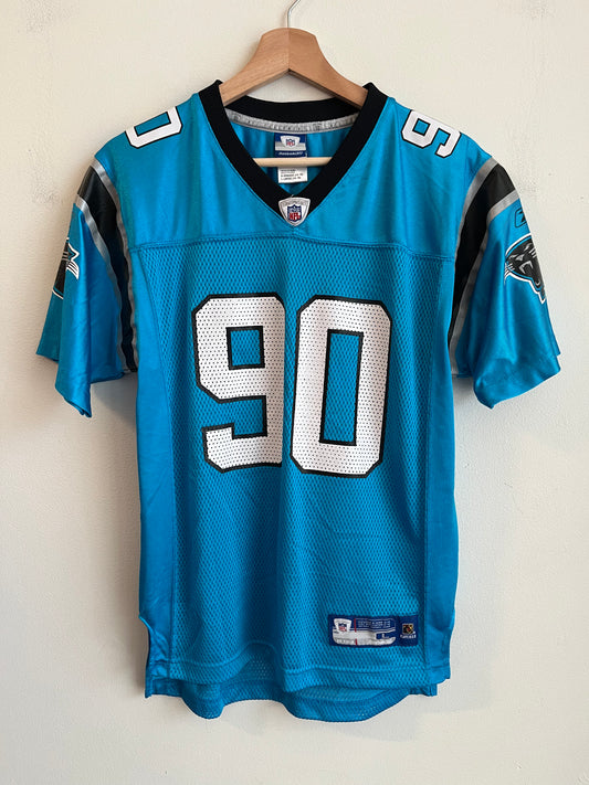 2000s Carolina Panthers Julius Peppers Electric Blue Jersey (Youth L)