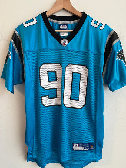 2000s Carolina Panthers Julius Peppers Electric Blue Jersey (Youth L)