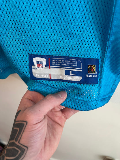 2000s Carolina Panthers Julius Peppers Electric Blue Jersey (Youth L)