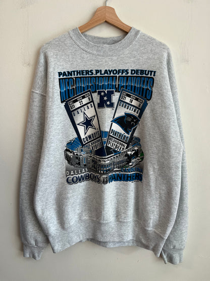 1996 Carolina Panthers v Dallas Cowboys Playoffs Debut Crewneck (XL)