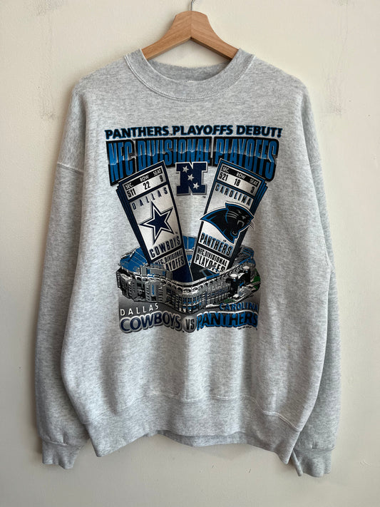 1996 Carolina Panthers v Dallas Cowboys Playoffs Debut Crewneck (XL)