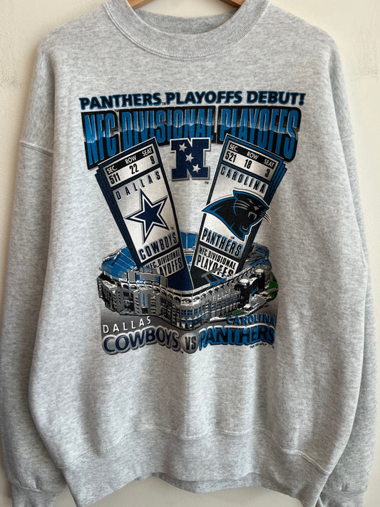 1996 Carolina Panthers v Dallas Cowboys Playoffs Debut Crewneck (XL)