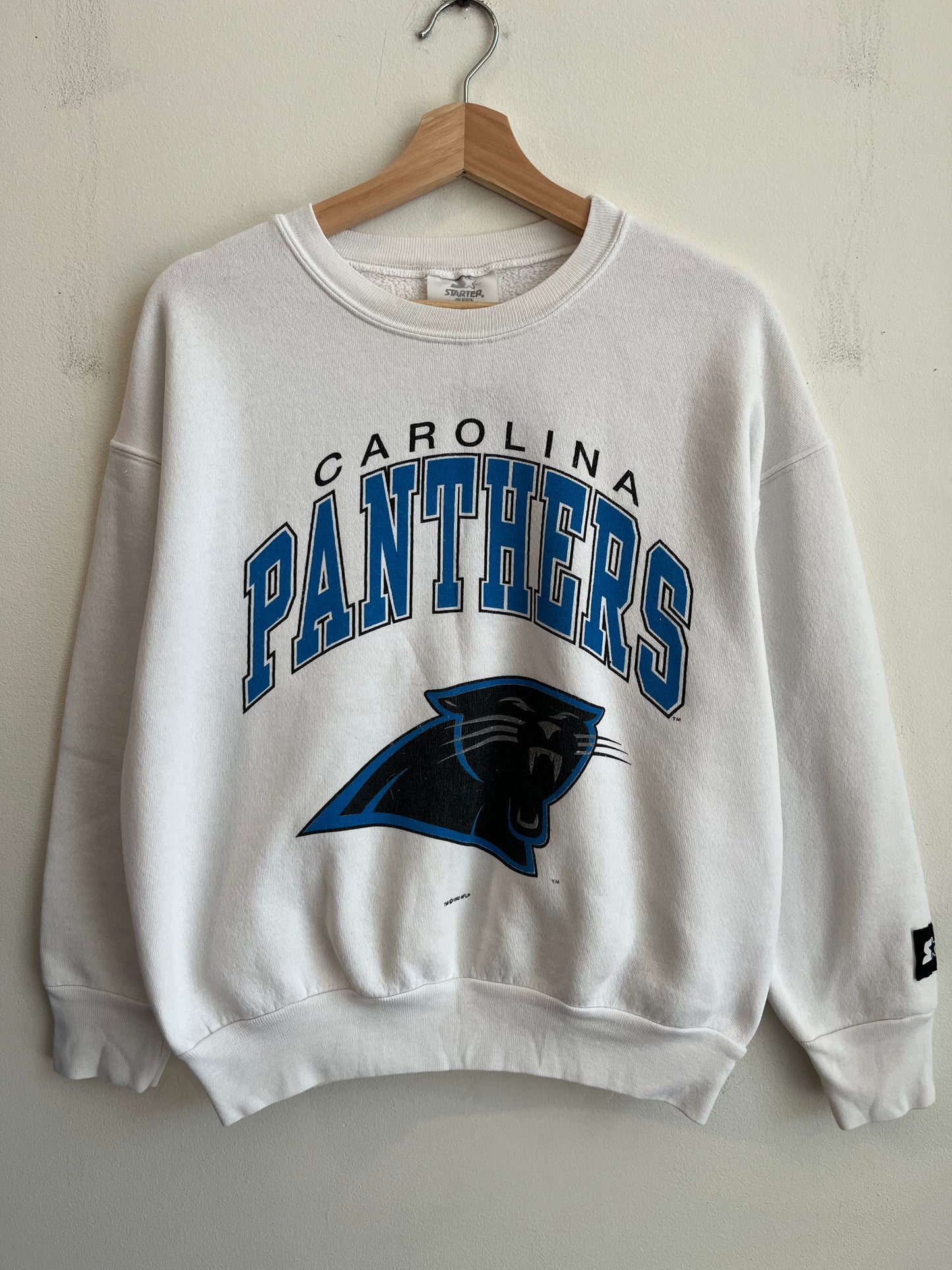 1993 Carolina Panthers White Starter Spell Out Crewneck (M)