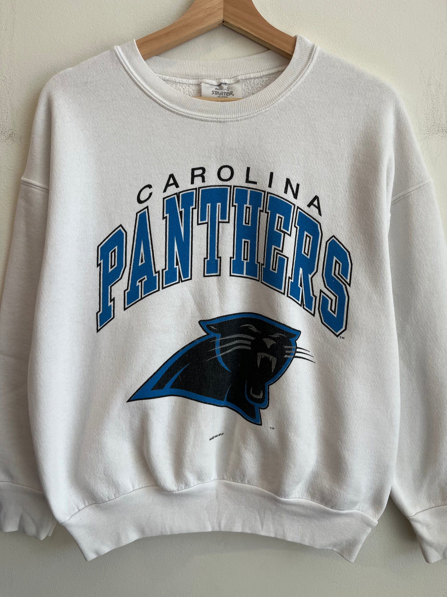 1993 Carolina Panthers White Starter Spell Out Crewneck (M)