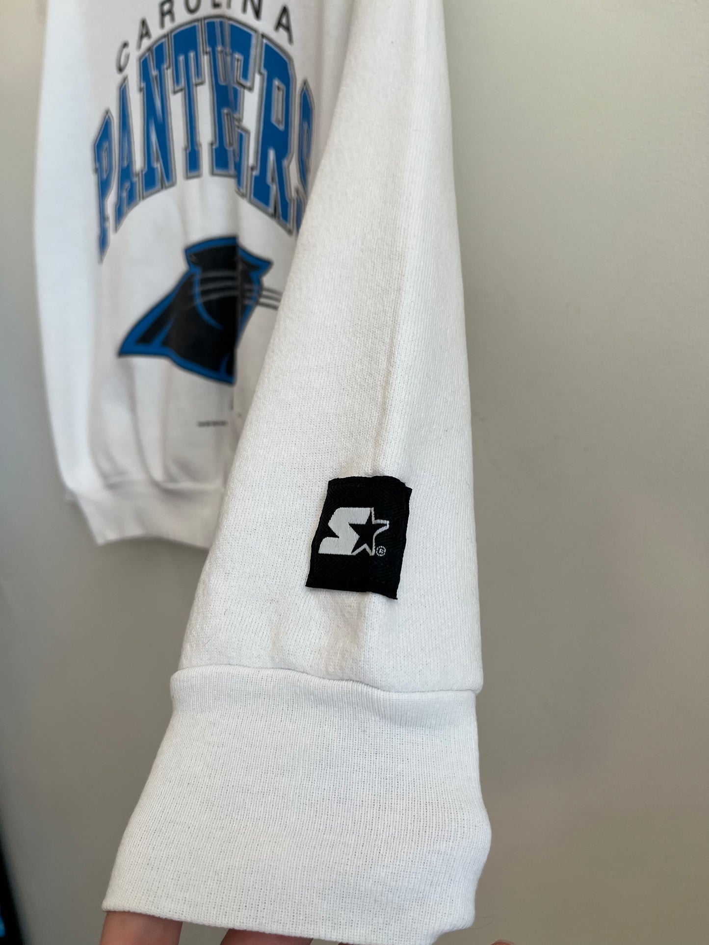 1993 Carolina Panthers White Starter Spell Out Crewneck (M)