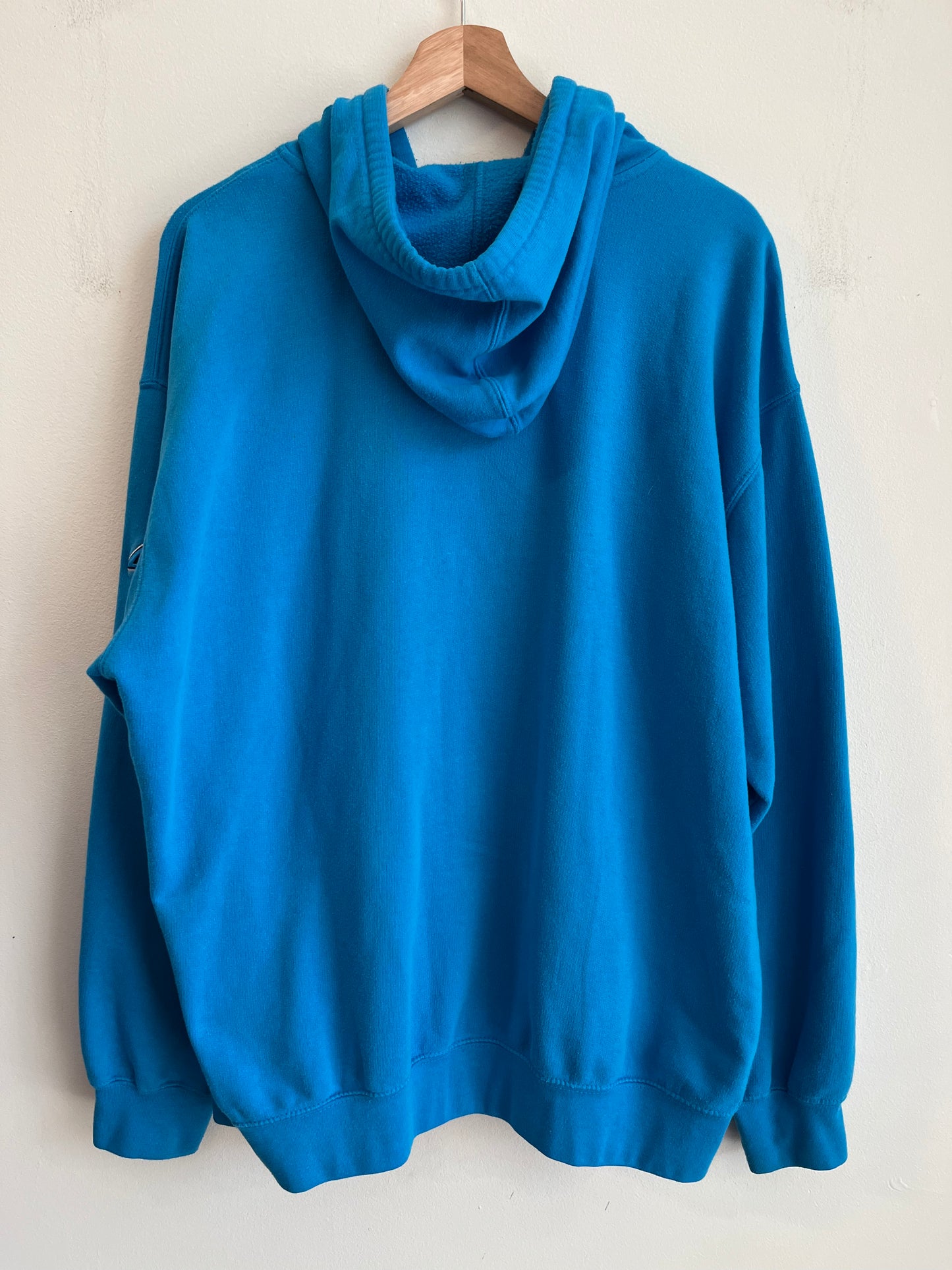 00s Carolina Panthers Cat Scratch Spell Out Electric Blue Full Zip Hoodie (XL)