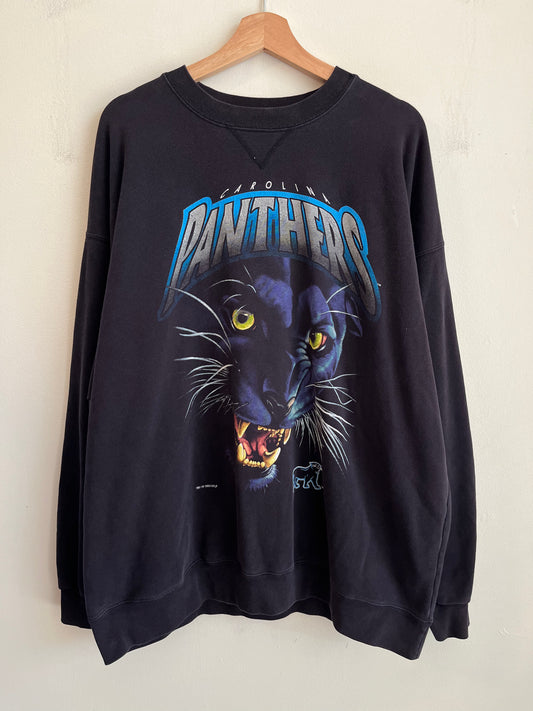 1993 Carolina Panthers Spell Out Realistic Cat Salem Crewneck (XL)