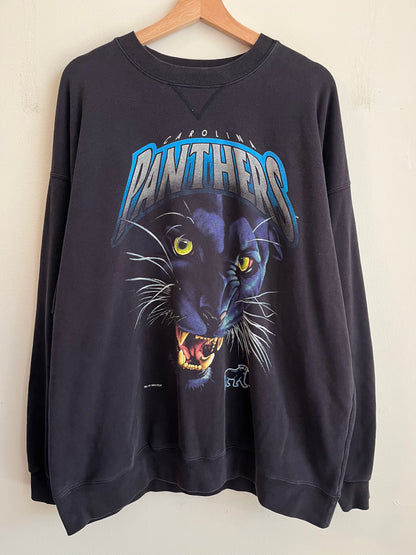 1993 Carolina Panthers Spell Out Realistic Cat Salem Crewneck (XL)