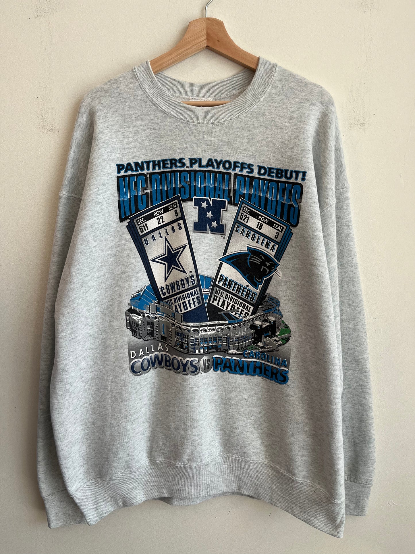 1996 Carolina Panthers v Dallas Cowboys Playoffs Debut Crewneck (XXL)