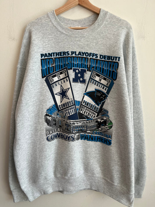 1996 Carolina Panthers v Dallas Cowboys Playoffs Debut Crewneck (XXL)