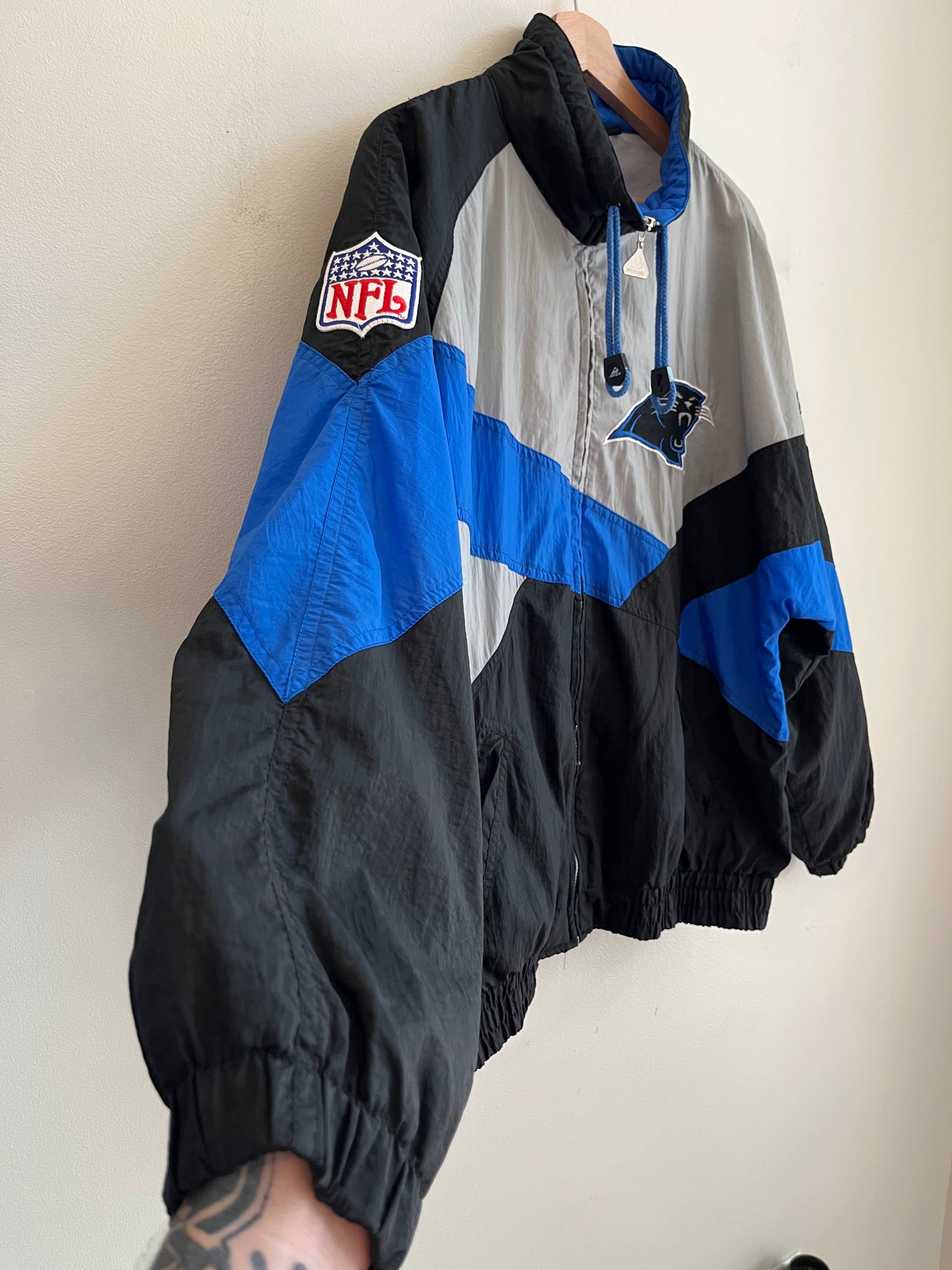 90s Carolina Panthers Apex One Big Logo Rare Windbreaker (L)