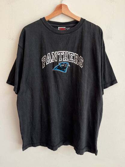 1997 Carolina Panthers Embroidered Spell Out Faded Tee (L)