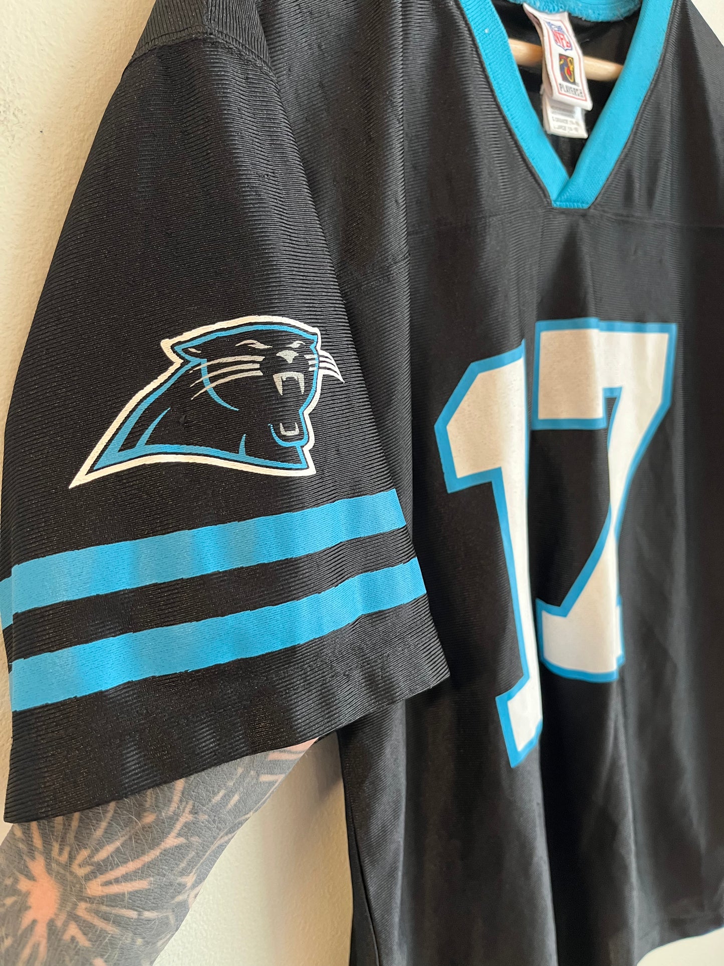 00s Carolina Panthers Jake Delhomme NFL Players Striped Jersey (Youth L)