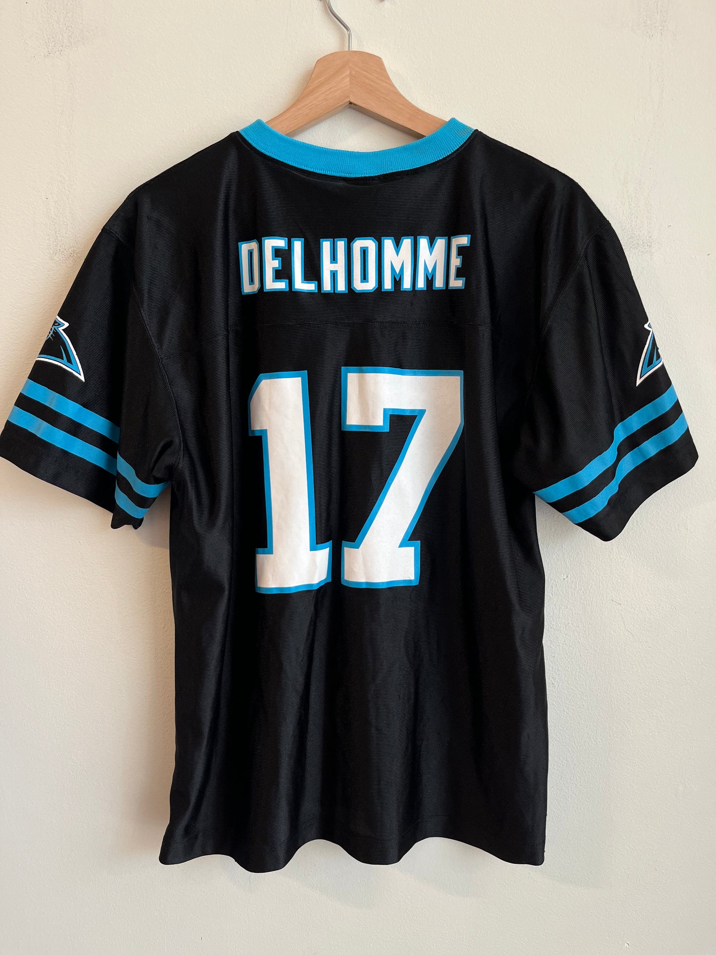 00s Carolina Panthers Jake Delhomme NFL Players Striped Jersey (Youth L)