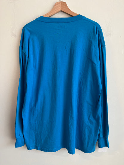 2010s Carolina Panthers Blue Cat Scratch Long Sleeve Shirt (XL)