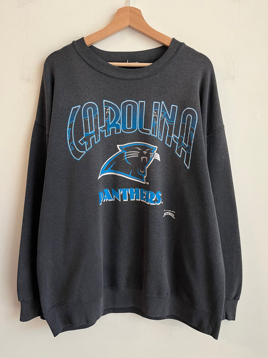1993 Carolina Panthers Faded Unique Spell Out Nutmeg Crewneck (XL)