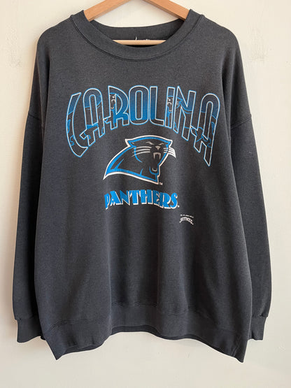 1993 Carolina Panthers Faded Unique Spell Out Nutmeg Crewneck (XL)