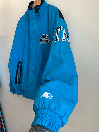 90s Carolina Panthers Blue Stained Starter Puffer Jacket (L)