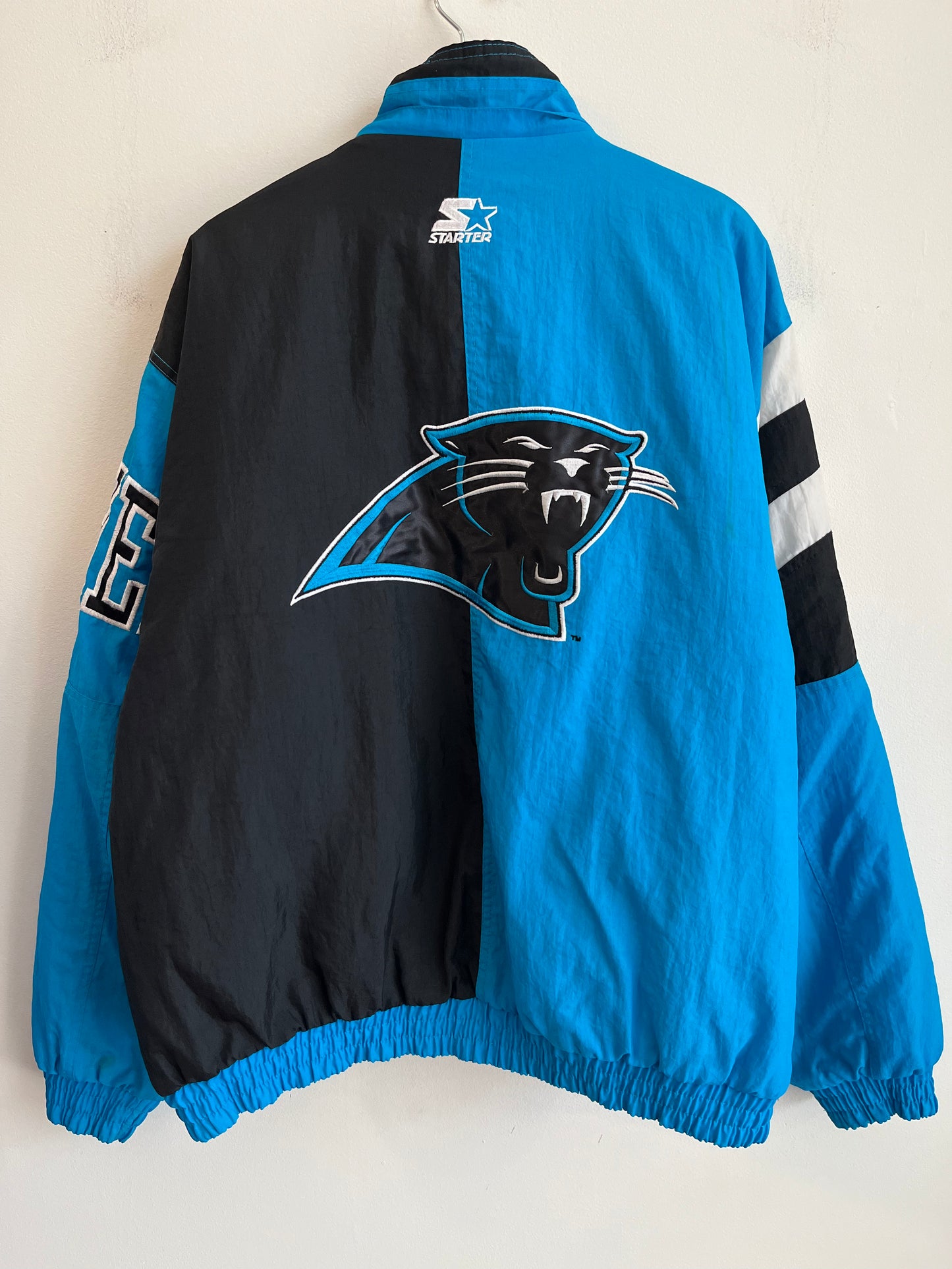 90s Carolina Panthers Blue Stained Starter Puffer Jacket (L)