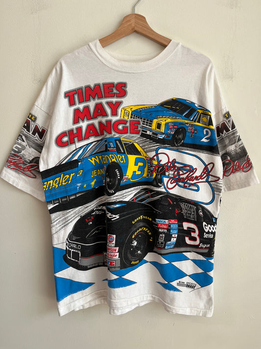 1996 Nascar Dale Earnhardt "Times May Change" Oversized AOP Tee (L)